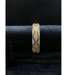 Impresionantes Brazaletes de Dos Piezas de Latón Chapado en Oro de Primera Calidad con Circonitas, Diseño Moderno, Colección para Bodas y Fiestas, para Mujeres y Niñas - Product Image 1