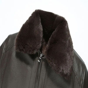 Men's PU Leather <b>Jacket</b> Faux Fur Lined Stand Collar Windproof <b>Winter</b> Biker Coat Regular Fit Solid Color Thick Material - Product Image 4