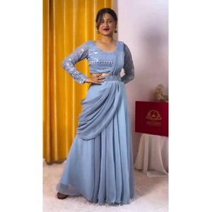 Top en velours de viscose épais de qualité supérieure pour vêtements de fête de nouveaux créateurs avec un ensemble Sharara élégant pour des occasions élégantes - Product Image 1