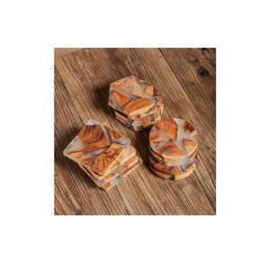 Modern Decorative Hexagon And Round Heat Resistant <b>Drink</b> <b>Coasters</b> Natural Acacia Wood And Clear Resin <b>Coasters</b> For Home Decor - Product Image 1