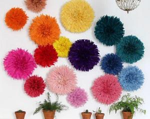 Chapeau Bamileke Juju d'Afrique de l'Ouest, style traditionnel multicolore, décoration murale en bambou pour la maison, matériau PC - Product Image 3