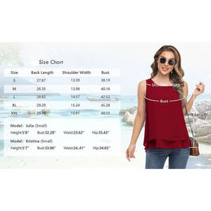 Vente en gros de hauts longs personnalisés pour femmes débardeurs en mousseline de soie légers et respirants de couleur unie à la mode pour femmes - Product Image 6