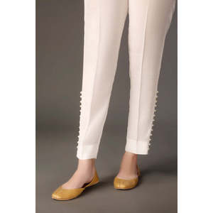 Pantalon droit respirant taille mi-haute avec boutons décoratifs 48 - Product Image 1