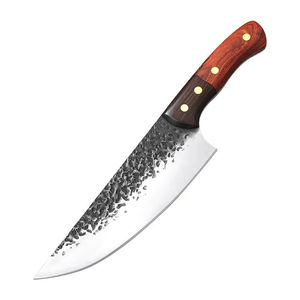 Cuchillo de Carnicero Forjado a Mano de Acero de Alto Contenido de Carbono Premium, Cuchillo de Chef Ergonómico de Espiga Completa con Mango de Madera de Sándalo Amarillo, Herramienta de Cocina - Product Image 1