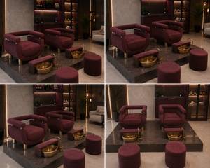 Ensemble de mobilier de salon moderne de luxe, directement de l'usine, personnalisable, chaises de salon de coiffure, chaises de spa beauté, chaises de pédicure, revêtement en tissu - Product Image 5