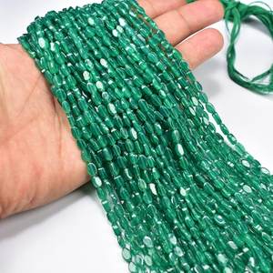 Perles de pierres précieuses en vrac de forme ovale lisse d'onyx vert de qualité supérieure 3-6mm perles en vrac de pierre d'onyx pour la fabrication de bijoux au prix de gros - Product Image 2