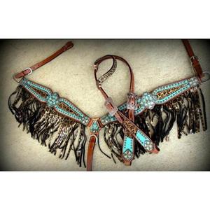 Ensemble de bride de cheval en cuir occidental durable de haute qualité bleu pâle pour l'équitation longue durée disponible en plusieurs tailles - Product Image 3