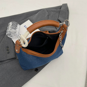 Bolso de mano de tela vaquera de PU Estilo Vintage, bolso de hombro cruzado para axilas, bolso ligero para mujer - Product Image 2