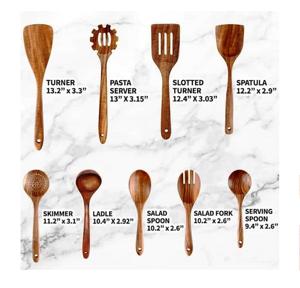 Ensemble de cuillères Fourchette en acacia et salade Acacia naturel Bois de mangue Ensemble d'outils de cuisine Fabriqué en Inde - Product Image 5