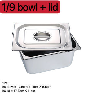 Affordable Stainless Steel Hotel <b>Pan</b> Set <b>with</b> Cover Buffet Food Storage 1/9 6.5cm Size Bowl+<b>Lid</b> Serving Plate Container | BINLU - Product Image 2