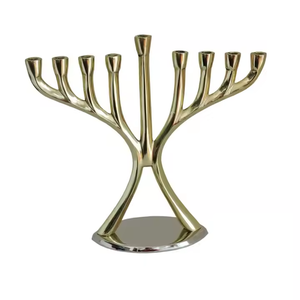 Metal Menorah <b>Candle</b> Holder Jewish Menorah <b>Candle</b> <b>Stand</b> in Silver and Gold Color Use in Light Decoration Menorah by decor impex - Product Image 1