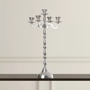 Support de bougie en aluminium gravé à la main plaqué or de qualité supérieure, vase cylindrique, décoration d'intérieur vintage de luxe, porte-bougie - Product Image 1