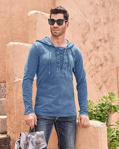 Sudaderas con capucha de manga larga para hombre personalizadas 100% algodón invierno Color sólido Vintage elegante al aire libre Casual transpirable ligero pulóveres - Product Image 3