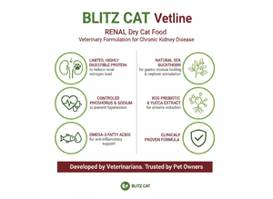 Blitz Cat Vetline Renal Balance – Nourriture sèche pour chats riche en protéines avec vitamines et minéraux, formule de soutien rénal de qualité supérieure - Product Image 3