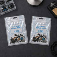 Sac d'emballage transparent en plastique à fermeture éclair avec logo personnalisé, à trois soudures, pour pièces de réparation électronique de téléphones portables