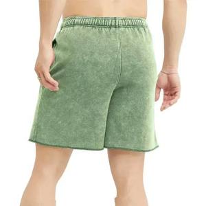 กางเกงขาสั้นผ้าเฟรนช์เทอร์รี่สำหรับผู้ชายมาใหม่ชุดใส่วิ่งสีพื้นสำหรับฤดูร้อนผ้า100% วินเทจซีดจาง - Product Image 6