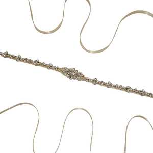 เข็มขัดแต่งงาน Bridella BS09G สีทอง ประดับคริสตัลและมุก สวมใส่สบาย เหมาะสำหรับงานแต่งงาน งานพรอม และงานพิธีการ - Product Image 1