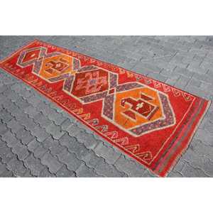 พรมตุรกีวินเทจ, พรมปูพื้นขนาด 2.8x9.3 ฟุต, พรมขอบสีแดงแบบเฮอร์กี - Product Image 2