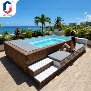 Sofá Tejido para Terraza Pequeña, Equipo Completo para SPA y Piscina, Piscina Compacta Elevada de Fibra de Vidrio para Exteriores - Product Image 3
