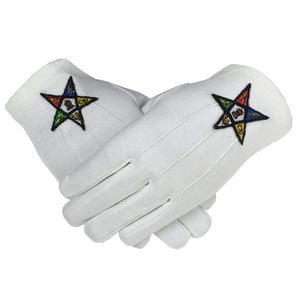 Masonic Craft Gloves 100% Cotton White With Blue SQ And Compass - Foto 5