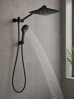 Pommeau de Douche Haute Pression 8'' Effet Pluie en Acier Inoxydable/Ensemble Douchette à Main avec Valve Céramique, Tuyau de 58'' Anti-Fuite et Bras Design Moderne