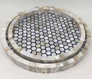 Bandeja con incrustaciones de fregona hecha a mano, bandeja de servicio Rectangular decorativa de nácar, la mejor decoración del hogar, incrustaciones indias - Product Image 4