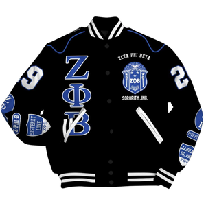 Zeta Phi Beta 1920 Blue White Founders Day ZPB Varsity Letterman Jacket sorellity Life Greek chiniglia Patch Gear - Product Image 4