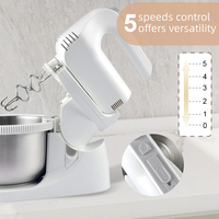 Turbo 400W Home Electric Food Mixer Stand Hand Features Gancho para masa 2 en 1 Tazón de acero inoxidable Batidor de 5 velocidades Botón eyector