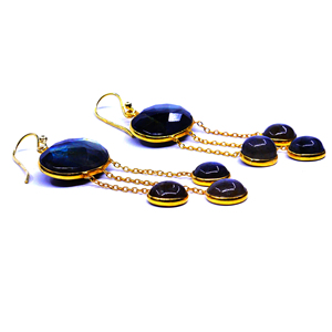 ต่างหูโซ่ห้อยเงินสเตอร์ลิง925อัญมณีลาบราดอไรต์หรูหราคลาสสิกสำหรับงานแต่งงานหรือของขวัญ - Product Image 3