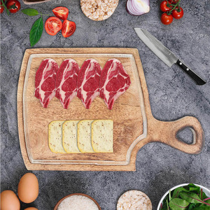Tabla de cortar de madera antigua segura para alimentos personalizada con asa y ranura para jugo para cortar y servir en la cocina, suministro al por mayor - Product Image 6