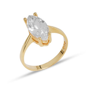 Marquise Shape CZ Stone Turkish Handmade Rhodium Plated Cluster <b>Ring</b> Dainty Fine Minimalist Wedding 925 Sterling Silver Jewelry - Product Image 1