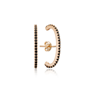 Black Zircon Stone Shape Push <b>Back</b> <b>Earrings</b> Turkish Wholesale Handmade 925 Sterling Silver Jewelry - Product Image 6