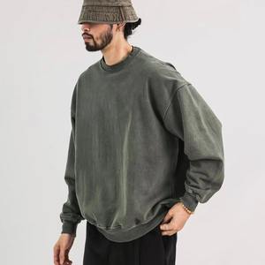 Sweat-shirt pour homme personnalisé, surdimensionné, délavé à l'acide, col rond, coton, molleton français, lourd, brodé, sweat-shirt à capuche en poudre - Product Image 1