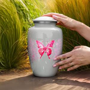 Urnas de mariposa de metal de tamaño personalizado para cenizas humanas, urnas de cremación decorativas para mujeres y hombres, diseño de mariposa Coral - Product Image 6
