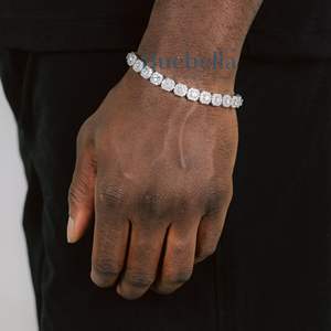 Fine 8mm VVS Moissanite Diamond Micro Cluster Tennis Bracelet 925 Sterling Silver 14K White Gold Plated Hip Hop Jewelry - Product Image 1