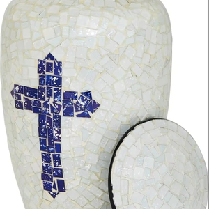 Handmade <b>Large</b> Adult Size Mosaic Glass Cremation <b>Urn</b> Unique Artwork With Individual Tiles Applied by Hand Funerals Ashes Usage - Product Image 1