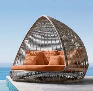 Lit de repos d'extérieur de luxe rond en teck, moderne, résistant aux intempéries, pour piscine, avec coussin imperméable, toutes saisons - Product Image 4