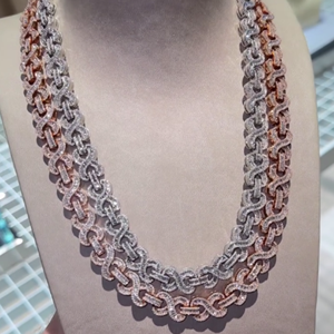 Cadena de eslabones cubanos de 16mm personalizada en alta calidad VVS Claridad Chapado en rodio 10K chapado en oro Oro blanco Moissanite Diamond - Product Image 4