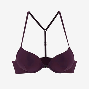 Ensemble bikini deux pièces violet pour femme, avec soutien-gorge push-up croisé à nouer et bas hipster, en Spandex et Nylon - Product Image 3