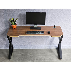 Escritorio para juegos de 140x70 cm, moderno, de madera contrachapada de carbono con patas de hierro en forma de X, requiere montaje GD68069 - Product Image 4