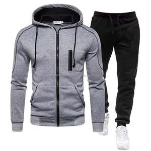 Ensemble de sport deux pièces à manches longues avec fermeture éclair, grande taille, pour homme, à capuche, nouvelle collection, haute qualité, vente chaude - Product Image 5