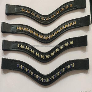 Banda de cuero para cejas con cristales de perlas, banda para cejas de caballo hecha en cuero, disponible a precio barato, banda para cejas de canal vacío - Product Image 4