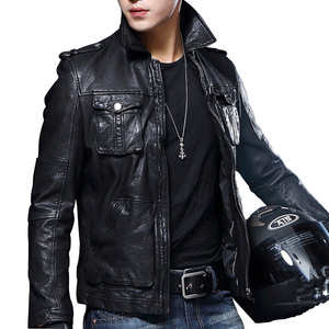 Chaqueta de Motociclista Reversible Impermeable de Cuero Genuino para Hombre, Manga Regular, Corte Ajustado, Estilo Patchwork, Chaqueta de Invierno para Hombre - Product Image 3