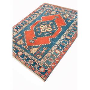 Tapis en laine noué à la main Nuray Blue Pae-1195 9x12, motif rectangulaire à médaillon pour la décoration de la maison et du salon - Product Image 2