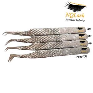 Top Qualité 90 Degré Or Rose Diamant Grip Extension de Cils Pincettes Argent Bout Pointu Personnalisé Logo Faux Extension NQLASH - Product Image 6