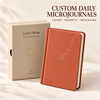 LABON Microjournal personnalisé A6, 192 pages, couverture rigide en tissu corail, dorure à chaud, thème Soleil, avec 30 questions de gratitude, coffret cadeau