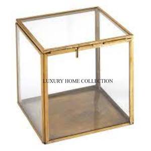 Set of 2 Wedding Decoration Metal and Glass Storage Boxes Handmade Hot Selling Different Sizes Metal <b>Frame</b> Storage Box in India - Product Image 3