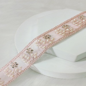 Bordado hecho a mano de lujo Anmol Zari Border Lace Trim Fabric para Sarees Lehengas y vestidos de novia-Suministro a granel - Product Image 3