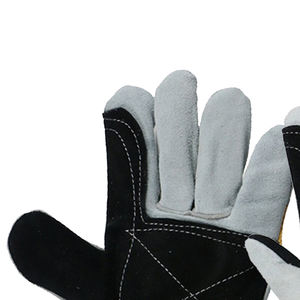 Guantes de trabajo de piel de vaca PPE, doble palma reforzada con manguito de seguridad de goma, proveedor de guantes de seguridad resistentes - Product Image 4