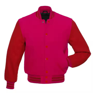 Vente en gros Vestes universitaires unisexes Logo personnalisé Manteau en coton col montant décontracté Baseball Letterman polaire - Product Image 5